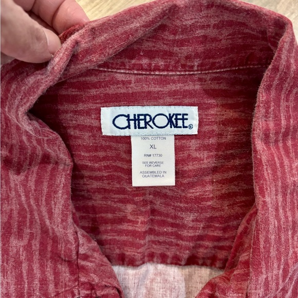 Cherokee Maroon Floral Button Down Shirt - Picture 3 of 3